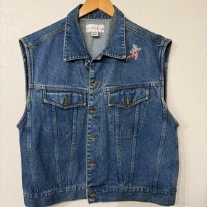 Blue denim vest with a lizard  patch